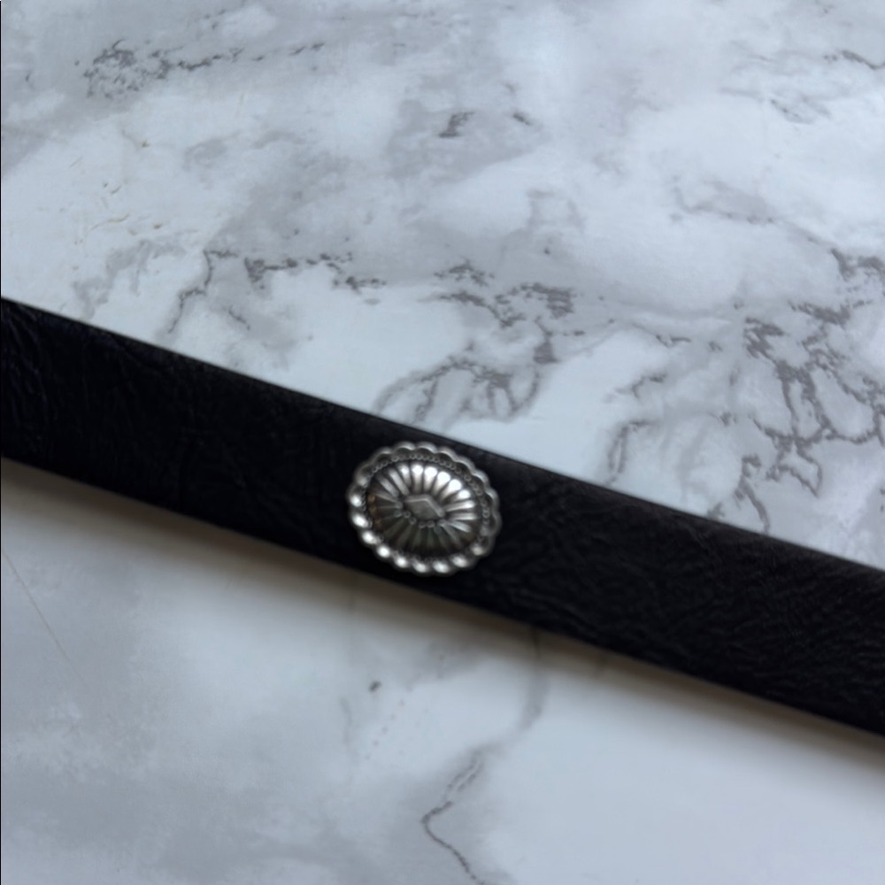 Faux leather black belt with silver studs xs/s . NWOT